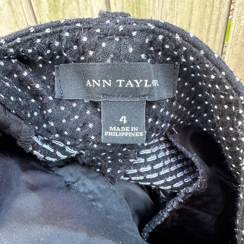 Ann Taylor Polka Dot Dress Pants Office Work Straight Leg Black White Size 4 - Picture 7 of 11